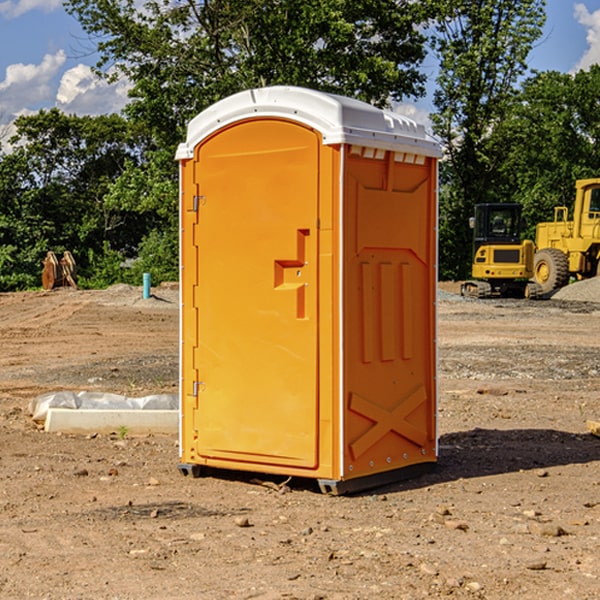 how often are the portable restrooms cleaned and serviced during a rental period in Williams Creek